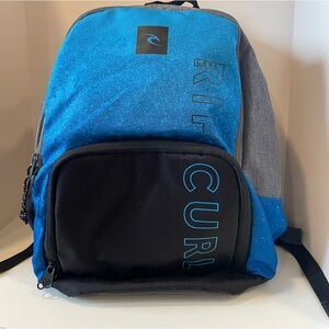 Rip Curl Backpack Blue Gray Black Evolution 24L Backpack 3 pocket zip school bag